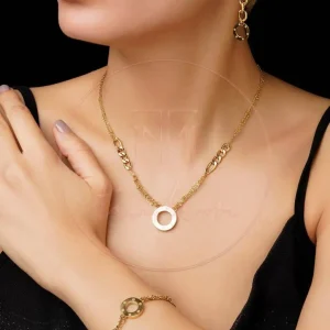 سرویس استیل حلقه‌ای زنانه کارتیه با آبکاری طلای ۱۸ عیار