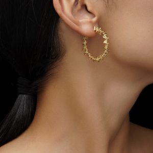 گوشواره حلقه ای طرح طلا خاویاری
