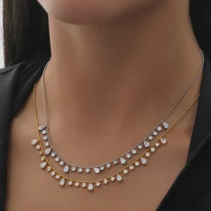 گردنبند طرح جواهری نگین اشکی