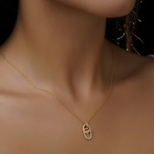 گردنبند مینیمال طرح طلا مدل بیضی کلاسیک