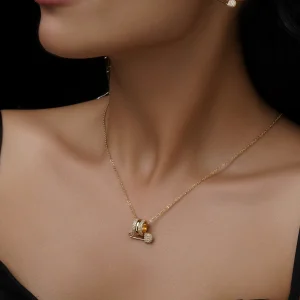 نیم‌ست زنانه آبکاری طلا طرح سنجاق لوکس