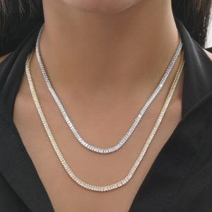 گردنبند تنیسی نگین باگت ریز