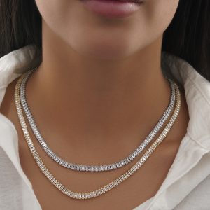 گردنبند تنیسی نگین باگت درشت